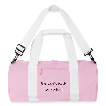 So wies isch so isch's Badisch Dialekt - Recycelte Duffel Bag - Rosa/Weiß - Vorne