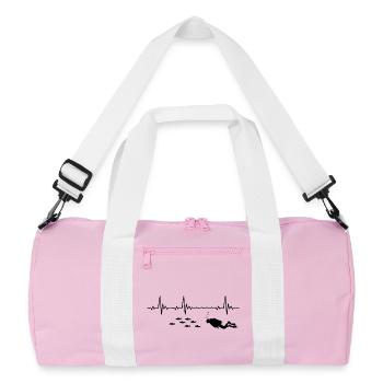 Diver Heartbeat Scuba Diving Heart Rate Frequency - Recycled Duffel Bag - pink/white - Front