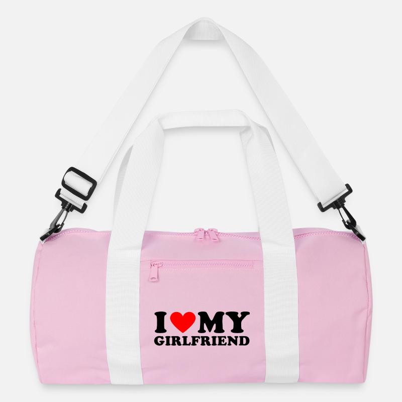 I love my girlfriend - Recycelte Duffel Bag - Rosa/Weiß