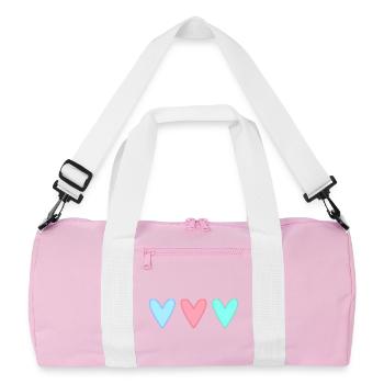 HERZ. VIELEN DANK. GELIEBTE. MEISTER. DANKE HERRIN. - Recycelte Duffel Bag - Rosa/Weiß - Vorne