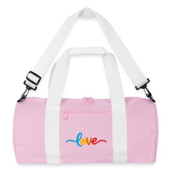 Herzliche Liebesbotschaft in Bunt - Recycelte Duffel Bag - Rosa/Weiß - Vorne