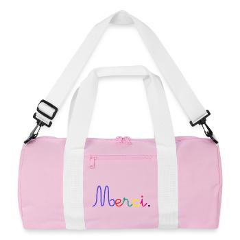 GELIEBTE. MEISTER. VIELEN DANK. DANKE HERRIN. GESCHENK. - Recycelte Duffel Bag - Rosa/Weiß - Vorne
