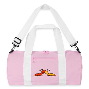 2 snails kiss two slugs couple love - Recycled Duffel Bag - pink/white - Front
