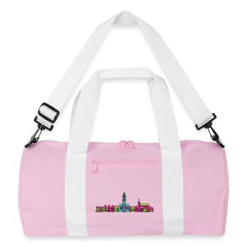 Ghent City Skyline Three Towers Modern Art - Recycled Duffel Bag - pink/white - Front