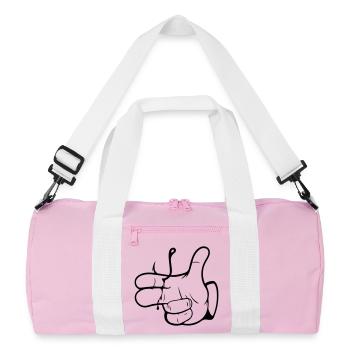 Peow Peow - Anglerhand - Nokidding-Fishing - Recycelte Duffel Bag - Rosa/Weiß - Vorne