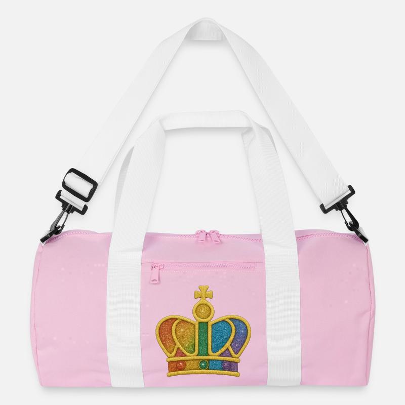 Rainbow Glitter Crown Design Recycled Duffel Bag