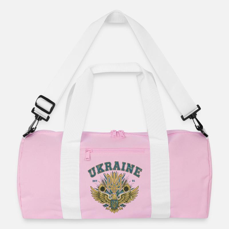 Ukrainian Eagle Crest with Sunflowers Recycled Duffel Bag