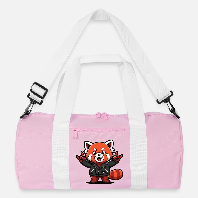 Roter Panda in Lederjacke Recycelte Duffel Bag