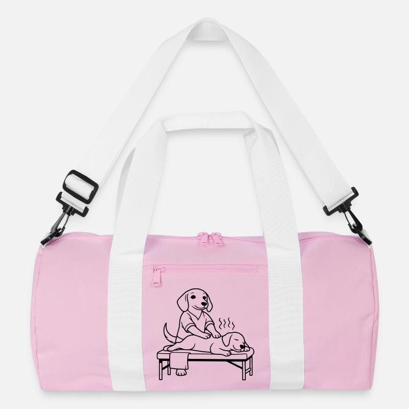 masseur physio hund dog edition - Recycelte Duffel Bag - Rosa/Weiß