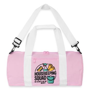 Conception de nettoyage amusante - Sac de sport recyclé - rose/blanc - Devant