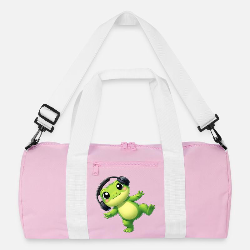 Süßer Frosch Kröte Unke mit Kopfhörern Tanzen Tech Recycelte Duffel Bag
