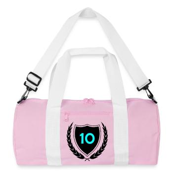 Neon Ten Numeral Print - Recycled Duffel Bag - pink/white - Front