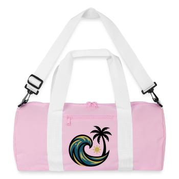 Welle Palme Surfen Strandurlaub Beachclub - Recycelte Duffel Bag - Rosa/Weiß - Vorne