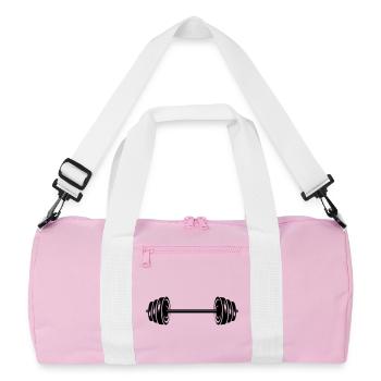 Gewichte Hanteln Scheiben Hantel - Recycelte Duffel Bag - Rosa/Weiß - Vorne