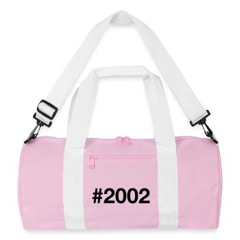 2002 Born 24 years old 24th birthday - Recycled Duffel Bag - pink/white - Front
