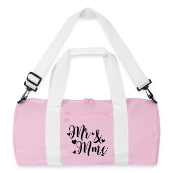 Herr und Frau mit Nachname personalisieren - Recycelte Duffel Bag - Rosa/Weiß - Vorne