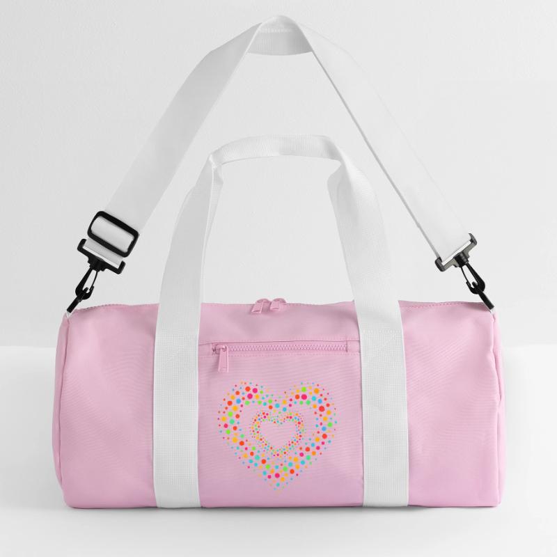 Rainbow Dot Heart Pattern Tee Recycled Duffel Bag
