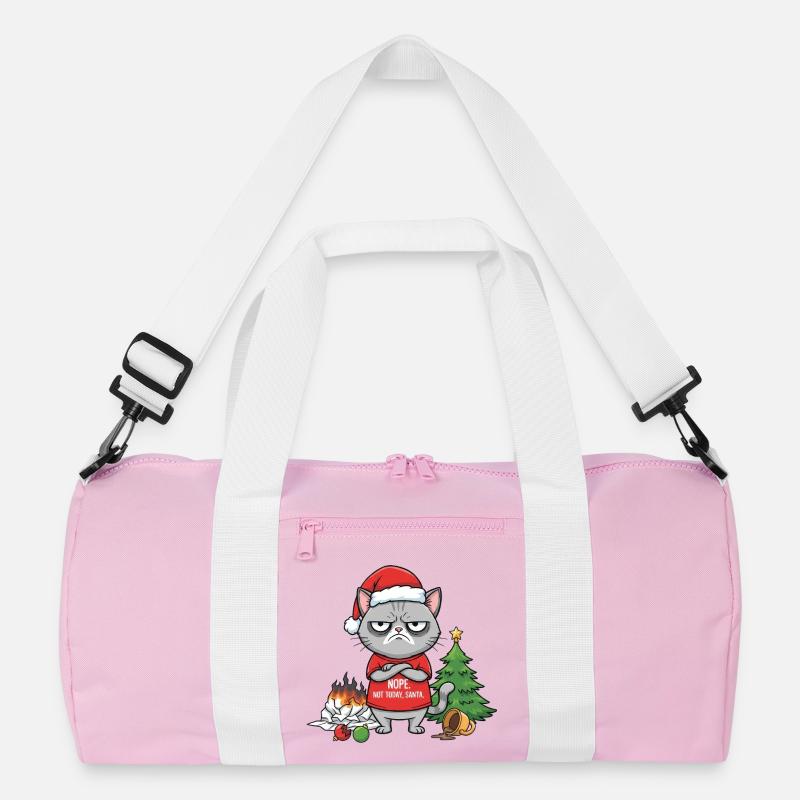 Grimmiger Weihnachtskater verweigert Santa Recycelte Duffel Bag