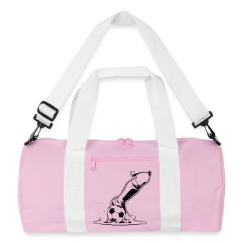 Soccer Shot Closeup Kick Vector - Recycled Duffel Bag - pink/white - Front