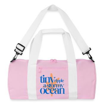 Tiny ripple in a stormy ocean (coral background) - Recycled Duffel Bag - pink/white - Front
