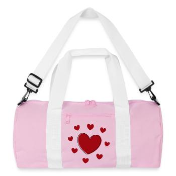 Cadeau rouge de la Saint-Valentin - Sac de sport recyclé - rose/blanc - Devant