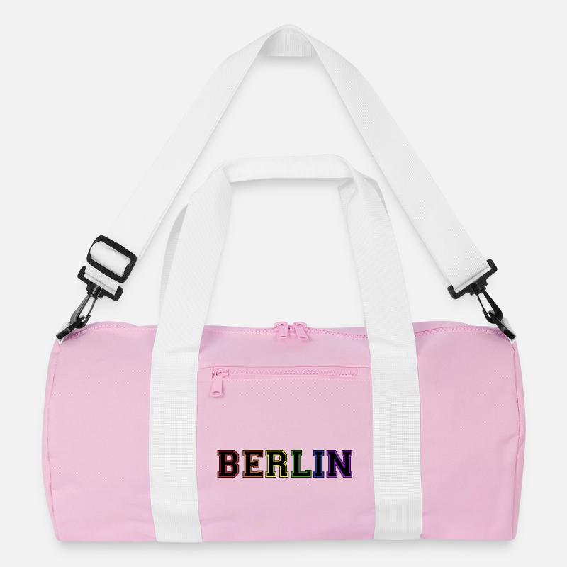 Berlin Varsity Rainbow - Recycelte Duffel Bag - Rosa/Weiß