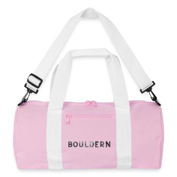Bouldern - grauer Schriftzug - Recycelte Duffel Bag - Rosa/Weiß - Vorne