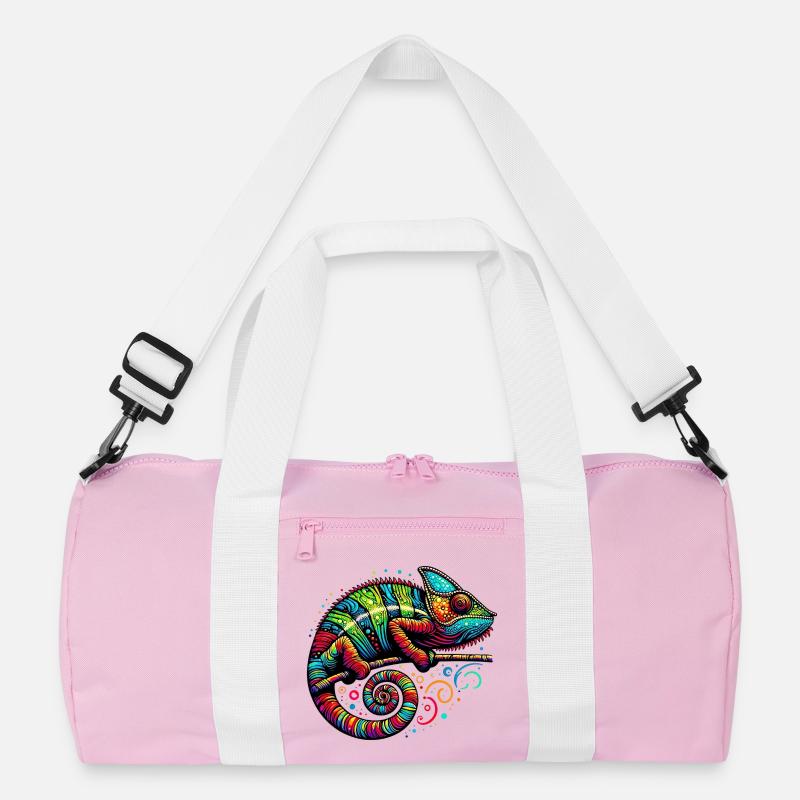 Chamäleon - Recycelte Duffel Bag - Rosa/Weiß