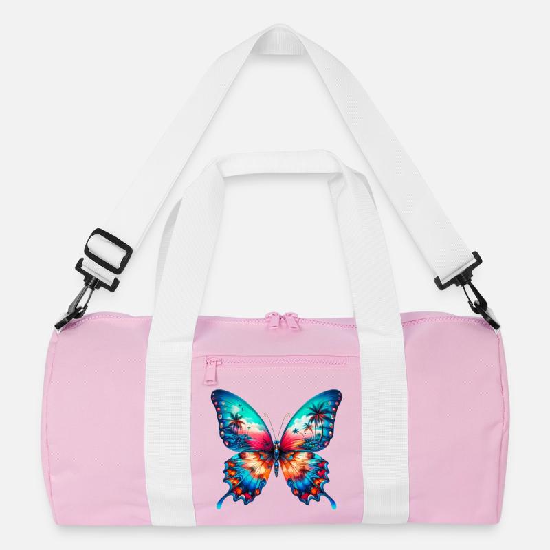Schmetterling - Recycelte Duffel Bag - Rosa/Weiß
