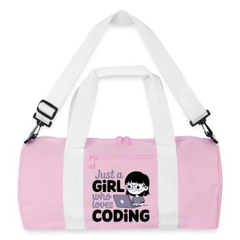 Nur ein Mädchen, das das Programmieren liebt - Recycelte Duffel Bag - Rosa/Weiß - Vorne