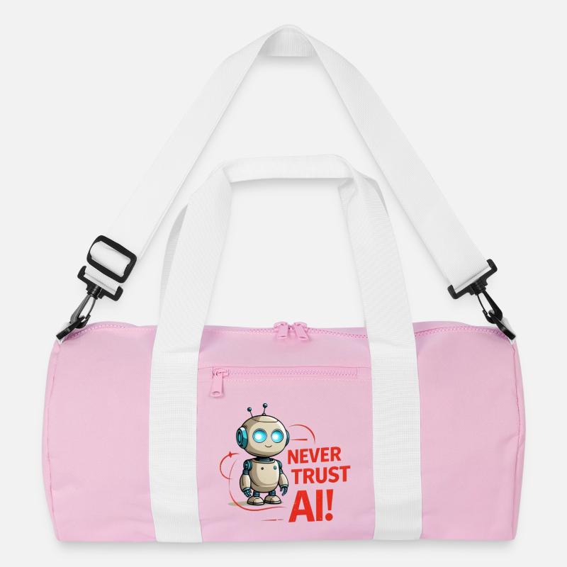 Never Trust AI - Recycelte Duffel Bag - Rosa/Weiß