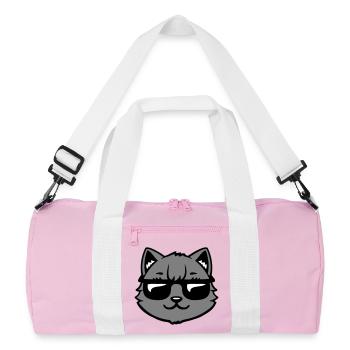 Katze Graue Sonnenbrille Cool Lässig Style Blick - Recycelte Duffel Bag - Rosa/Weiß - Vorne