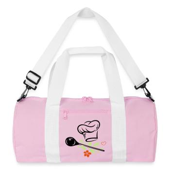Cuillère en bois - Sac de sport recyclé - rose/blanc - Devant