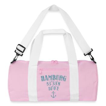 Hamburg Koordinaten - Recycelte Duffel Bag - Rosa/Weiß - Vorne