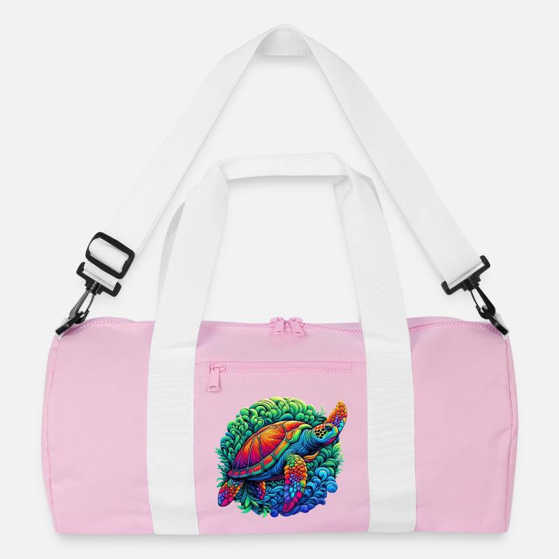 Schildkröte - Recycelte Duffel Bag - Rosa/Weiß