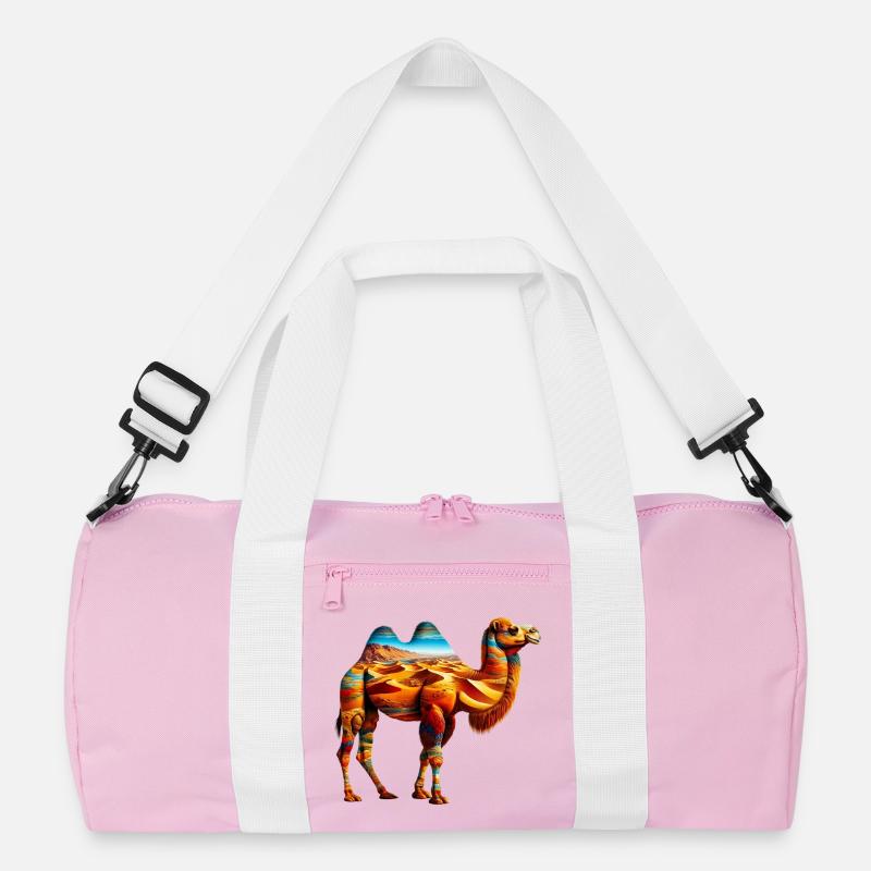 Kamel - Recycelte Duffel Bag - Rosa/Weiß