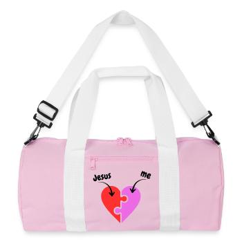 Jésus et moi - Cœur - Puzzle - Christian - Sac de sport recyclé - rose/blanc - Devant