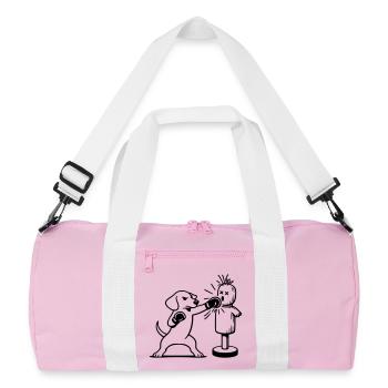 sparring dackel boxen line art  - Recycelte Duffel Bag - Rosa/Weiß - Vorne