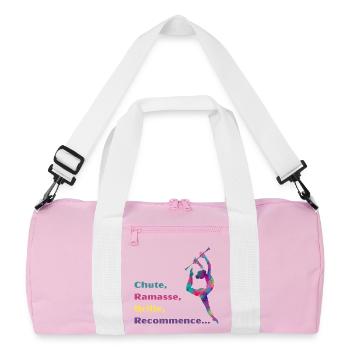 Chute-_Ramasse-_Recommence-- - Sac de sport recyclé - rose/blanc - Devant