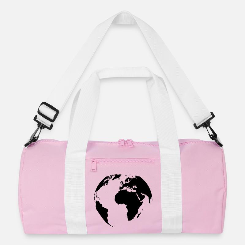 weltkugel-schwarz - Recycelte Duffel Bag - Rosa/Weiß