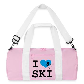 I Love Ski - Recycelte Duffel Bag - Rosa/Weiß - Vorne