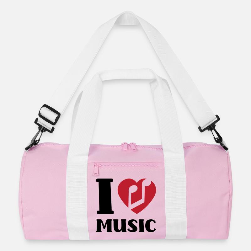 I love music - Recycelte Duffel Bag - Rosa/Weiß