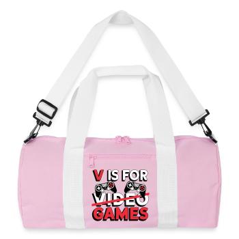 V comme Jeux Vidéo Amusants - Sac de sport recyclé - rose/blanc - Devant