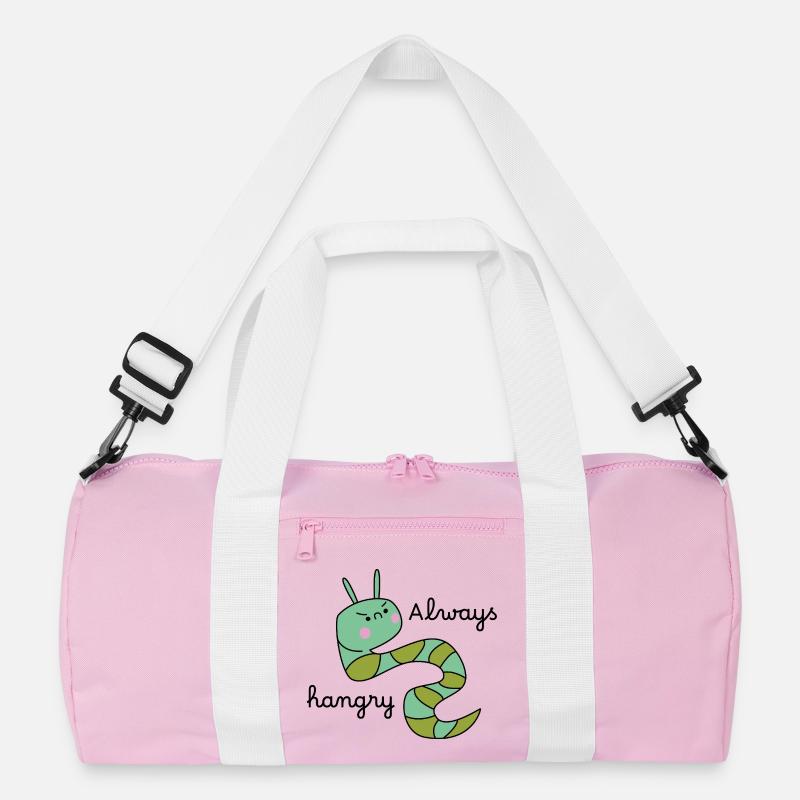 Grumpy Caterpillar – Lustige Cartoon-Raupe - Recycelte Duffel Bag - Rosa/Weiß