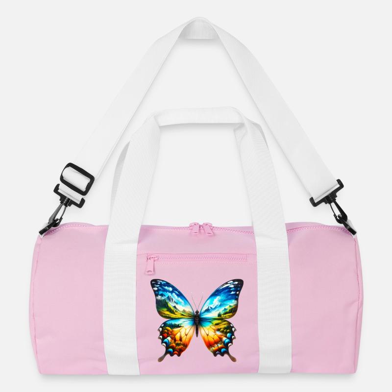 Schmetterling - Recycelte Duffel Bag - Rosa/Weiß