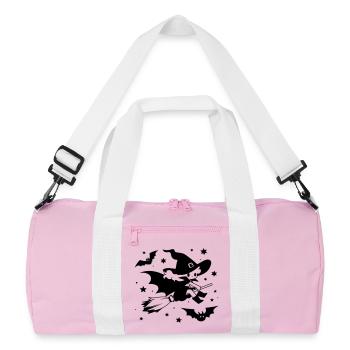 Sorcière volante avec un motif d’Halloween à balai - Sac de sport recyclé - rose/blanc - Devant