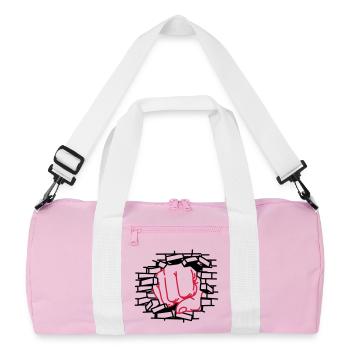 Faustdick, Faust, schlagen - Recycelte Duffel Bag - Rosa/Weiß - Vorne