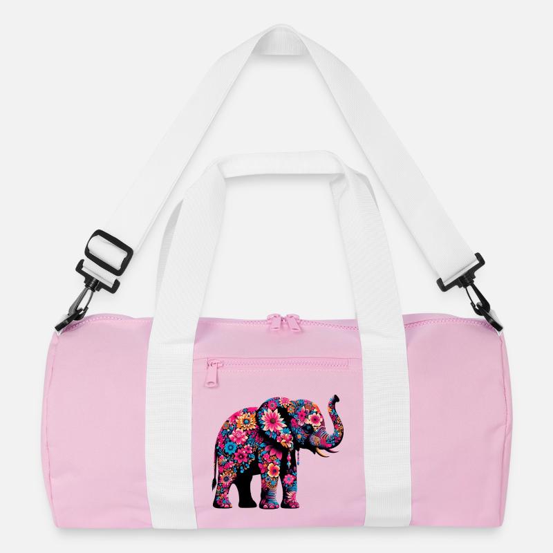 Elefant - Recycelte Duffel Bag - Rosa/Weiß