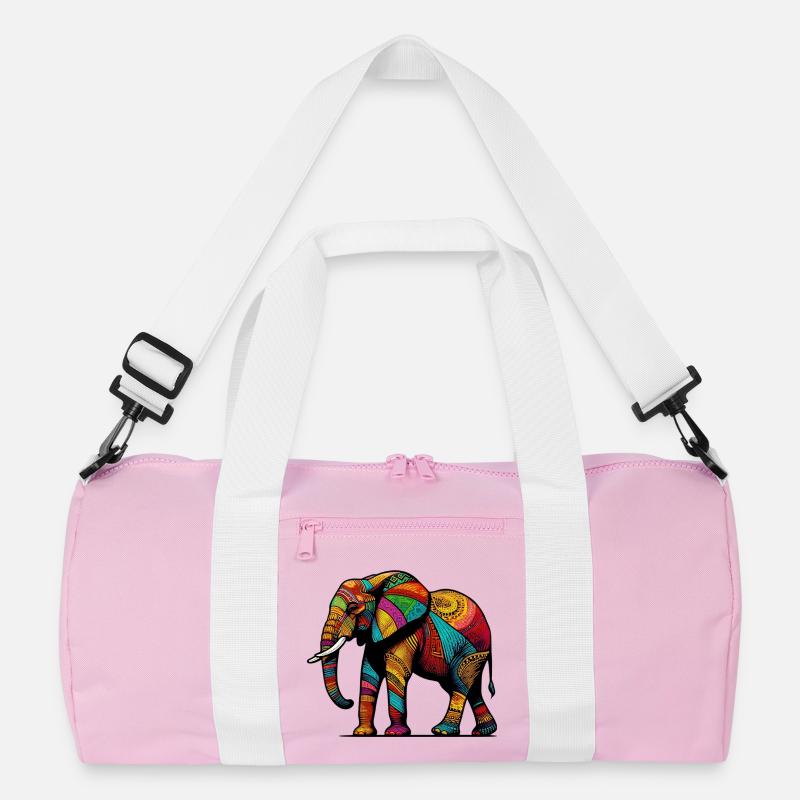 Elefant - Recycelte Duffel Bag - Rosa/Weiß