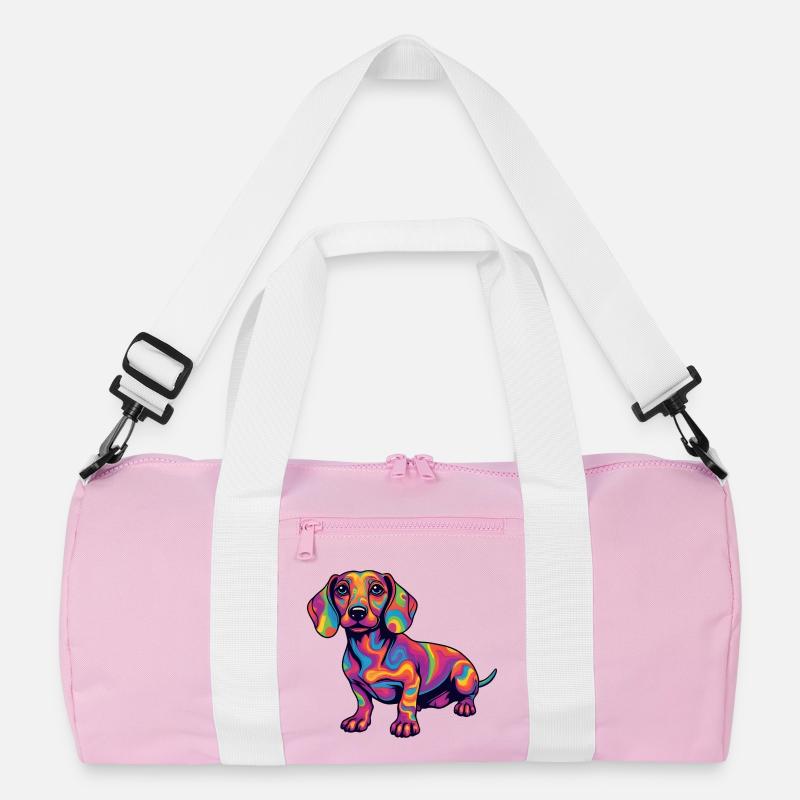 Psychedelischer Dackel Farbexplosion Pop Art  Recycelte Duffel Bag